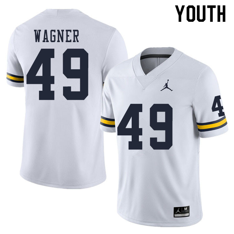 Youth #49 William Wagner Michigan Wolverines College Football Jerseys Sale-White